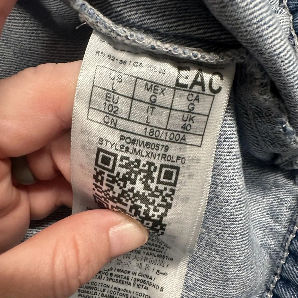 Guess Denim Jacket Mens Large Blue‎ Light Wash Button Front Pockets JMLXN1R0LF0